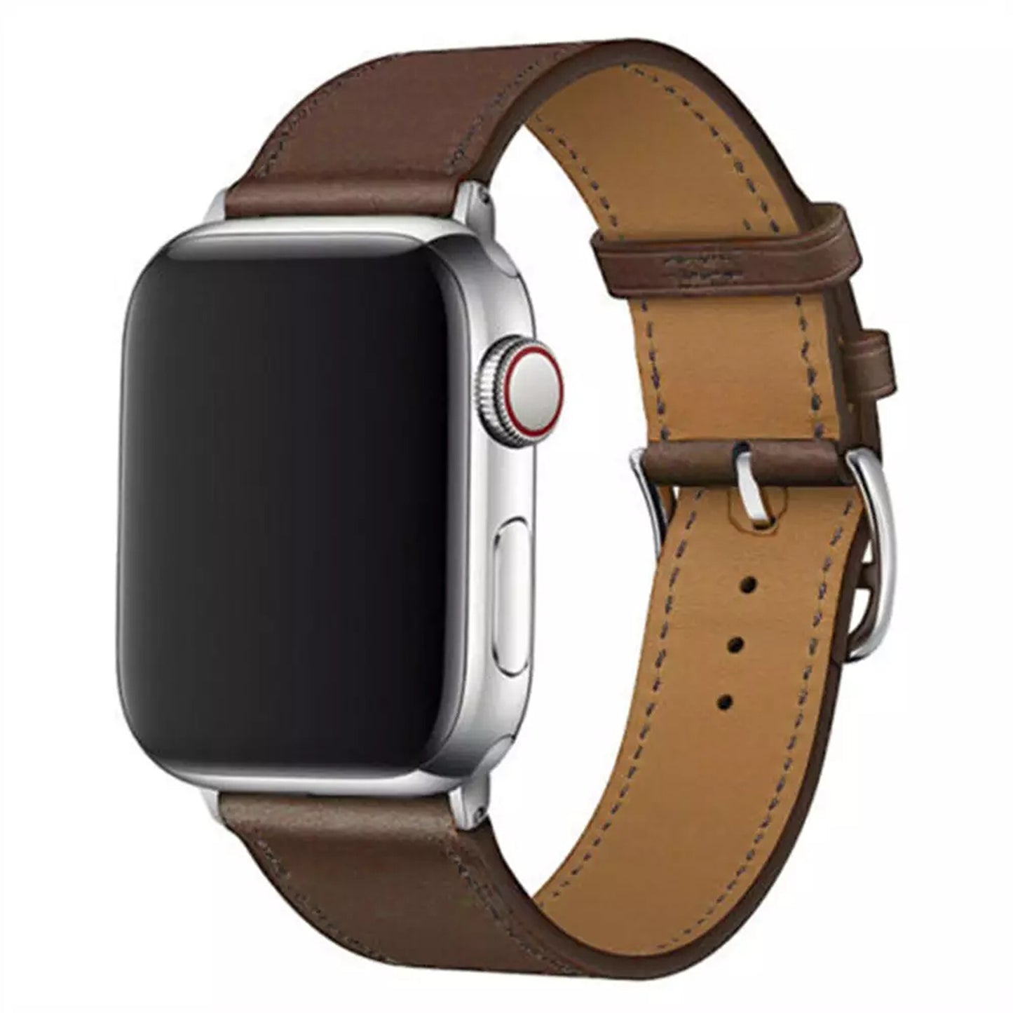 Genuine Leather Strap for Apple Watch Series 8 7 6 5 4 3 SE - Dark Brown