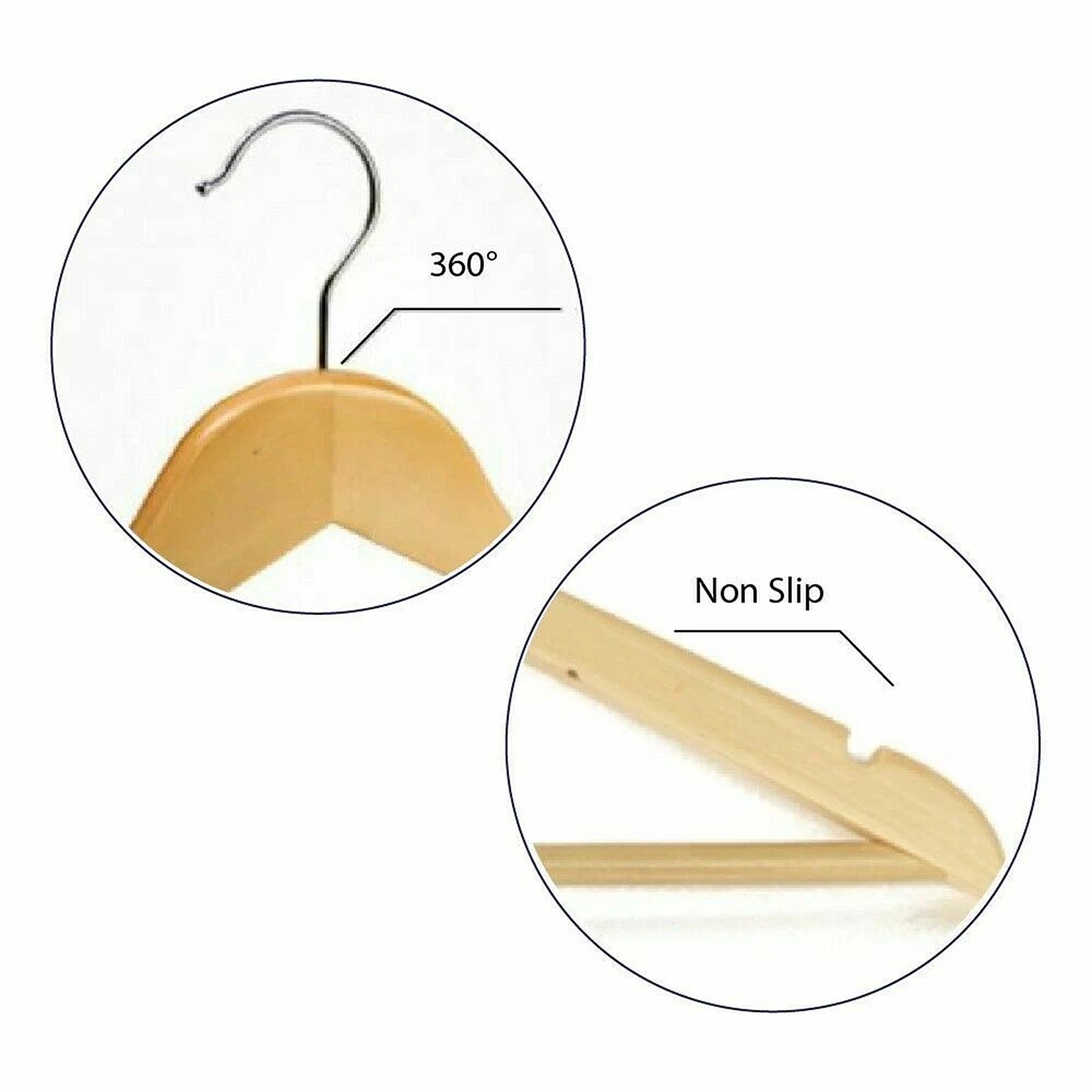Wooden Clothes Hangers Coat Pant Suit Rack Wardrobe 20pcs