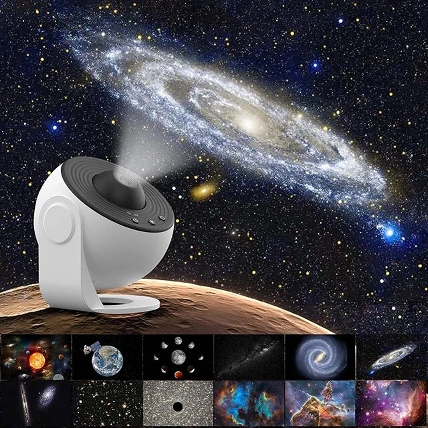 Rotating LED Starry Sky Projector Night Light with 12 Galaxy Themes