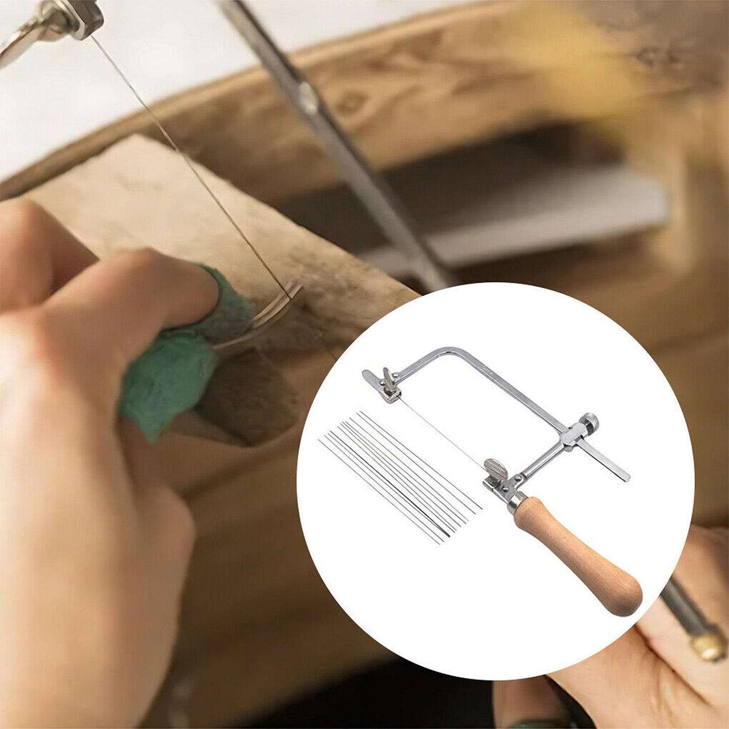 U Shaped Jewelers Saw Frame Mini DIY Jewelry Tool with 12 Blades