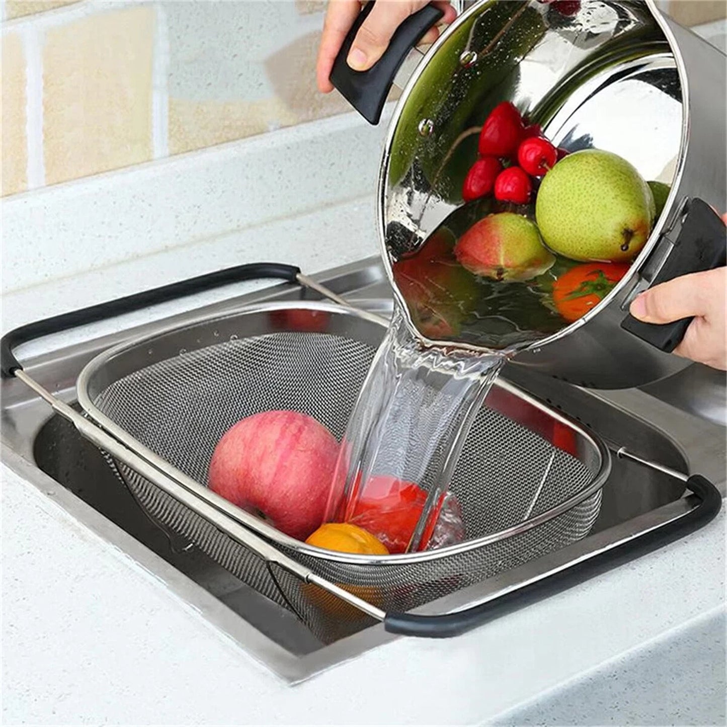 Kitchen Sink Drain Basket and Dish Rack Organizer
