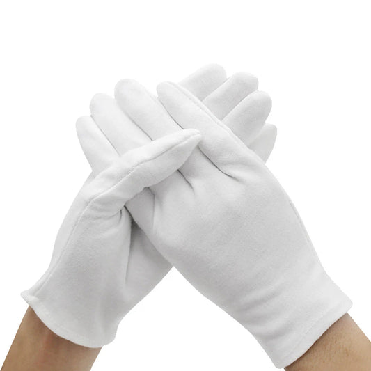 6 Pairs Soft White Cotton Gloves for Jewelry and Costume Handling
