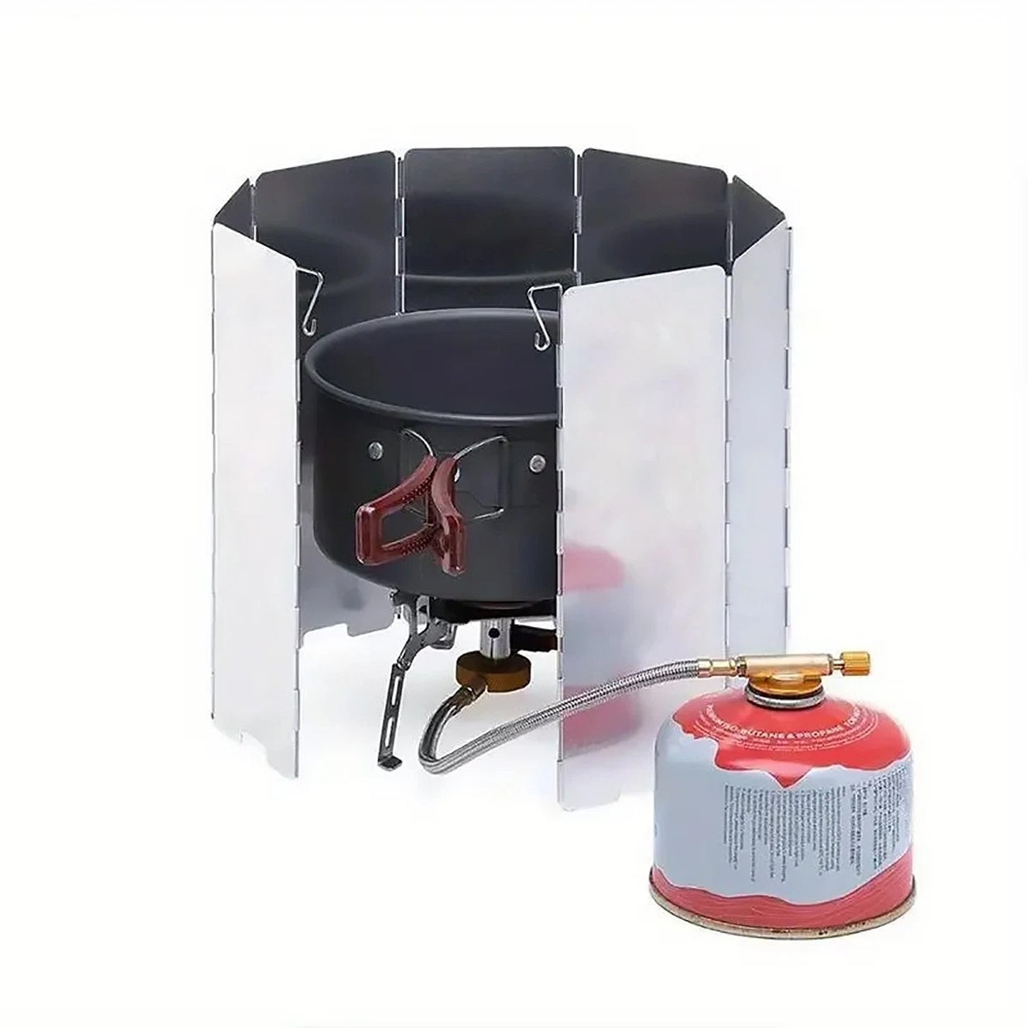 2x Camping Stove Wind Shield 10 Plates Foldable Aluminum Alloy