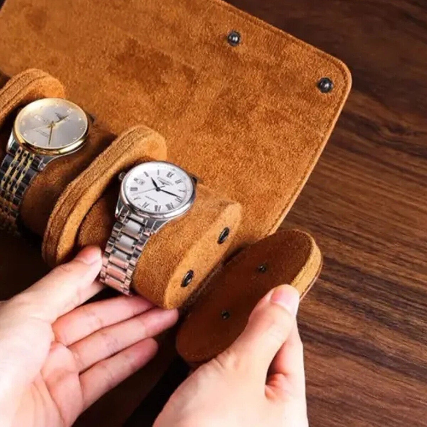 Leather Wristwatch Travel Organizer for 3 Watches