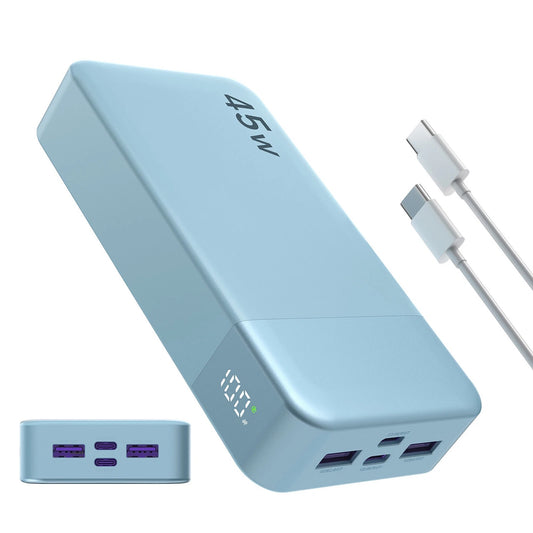 20000mAh Portable Power Bank 45W Fast Charger for Mobile Phones - Blue