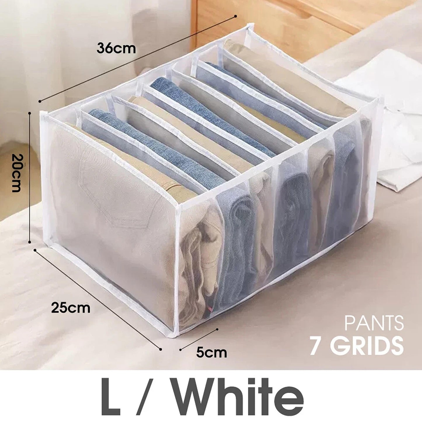 Clothes Organizer Wardrobe Storage Box Drawer Divider Mesh in Multiple Sizes