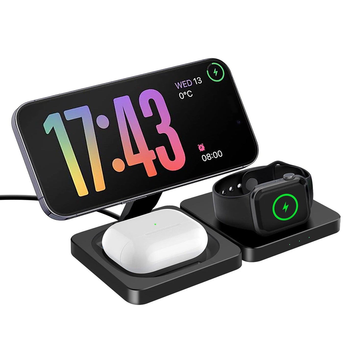 3 in 1 Wireless Charger Fast Charging Station for Apple Watch and iPhone 16 15 14 13 12