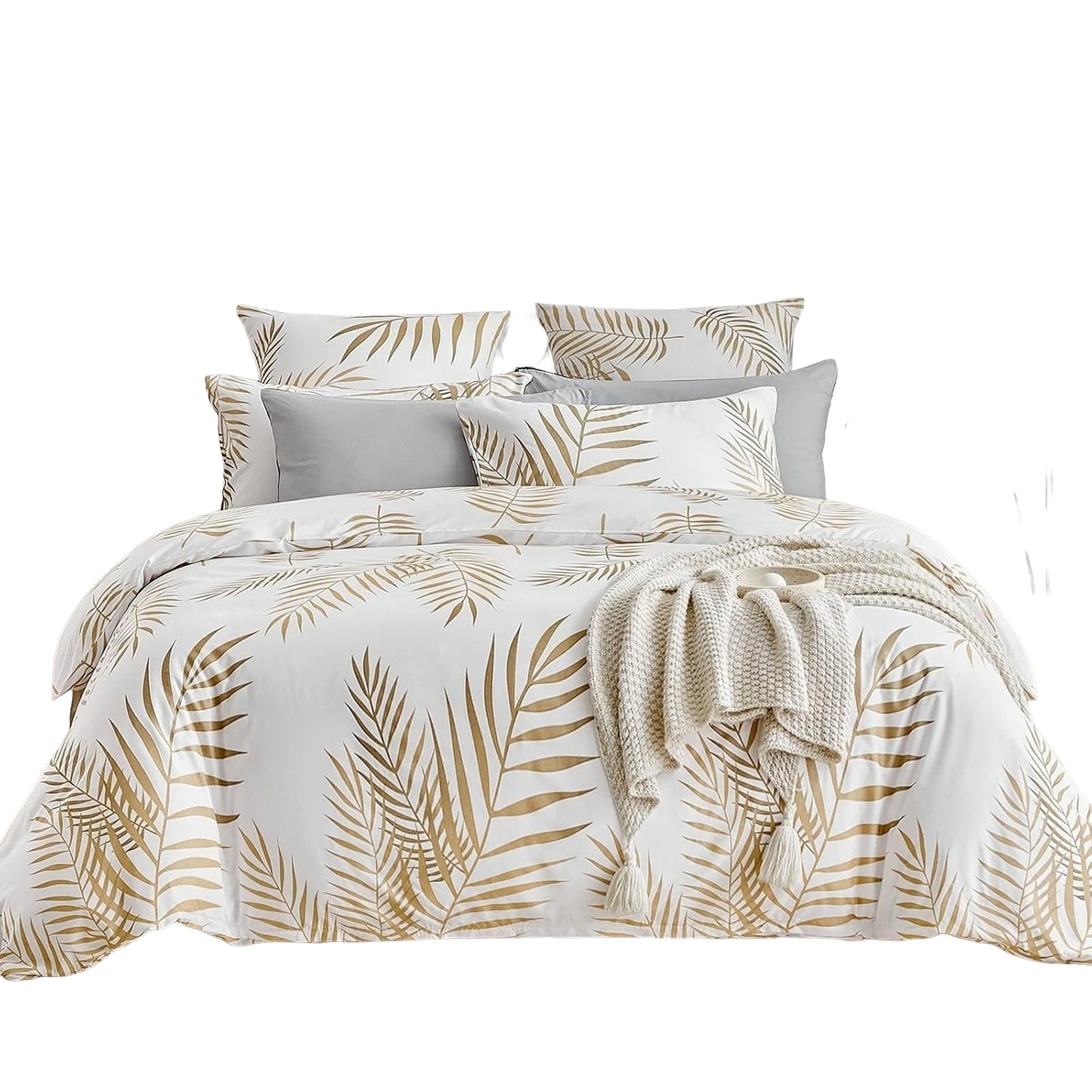 Ultra Soft Quilt Duvet Doona Cover Set with Pillowcase All Sizes - Leaves Print 2