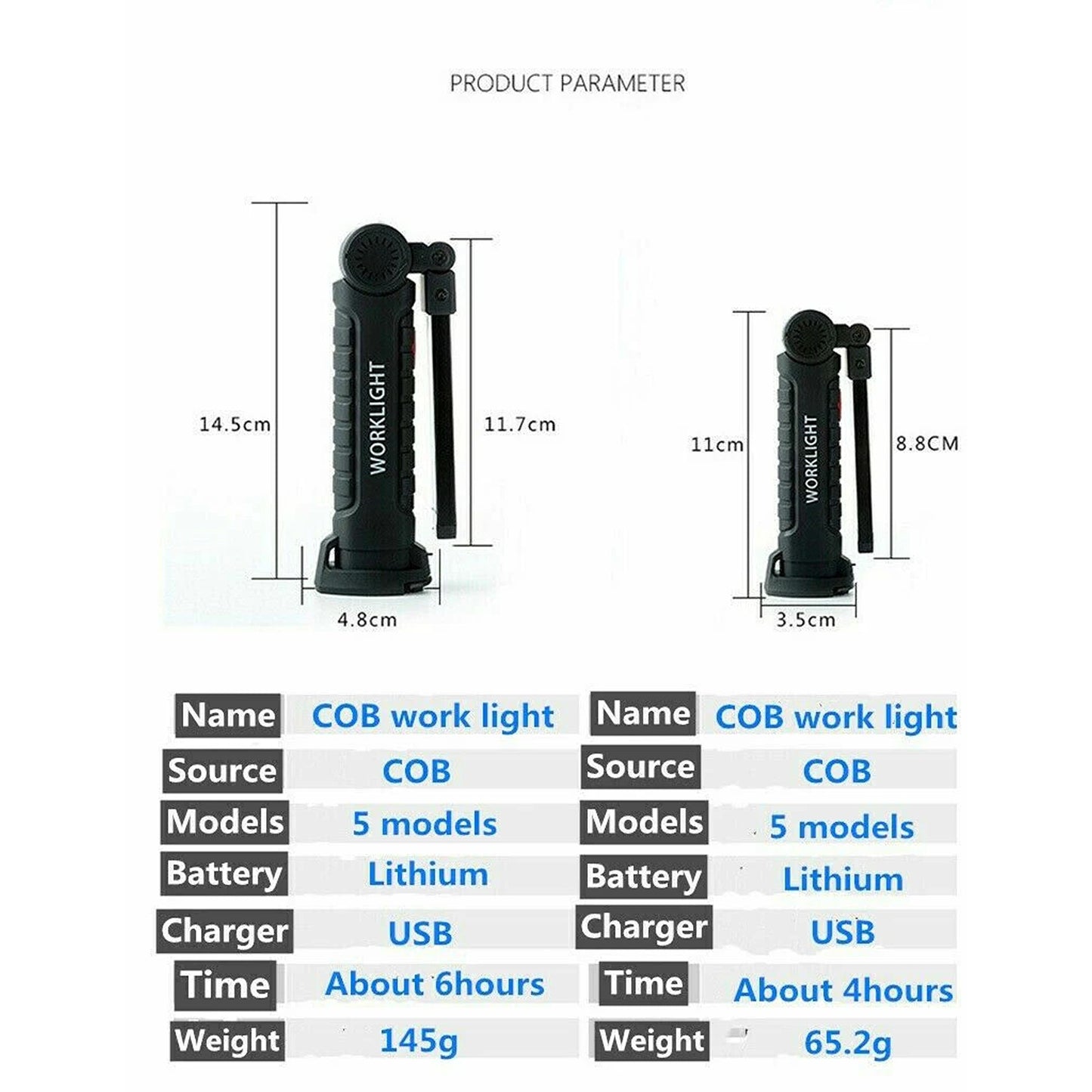 Rechargeable COB LED Hand Torch with Magnetic Base