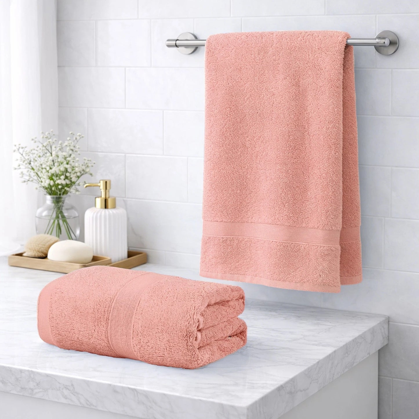 Coral Cotton Jumbo Bath Sheets Extra Soft 550GSM 2 Pack