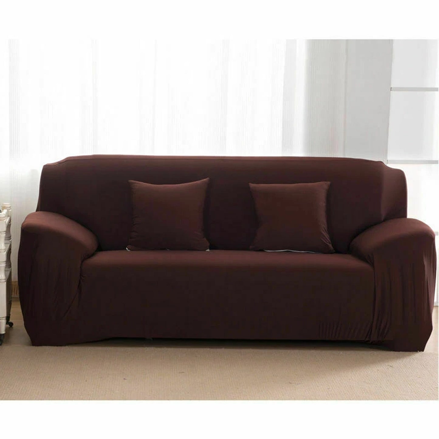Stretch Sofa Slipcover Removable Couch Protector for 1 2 3 4 Seater - Coffee