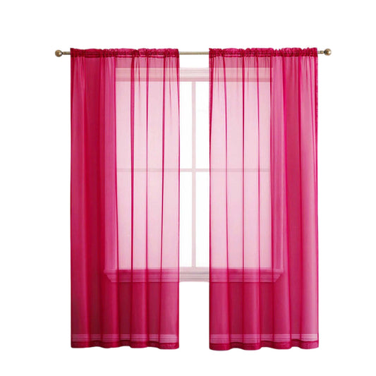 Fuchsia 2 Panel Sheer Organza Voile Curtains Rod Pocket Window Drape 140x213cm