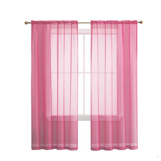 Pink 2 Panel Sheer Organza Voile Curtains Rod Pocket Window Drape 140x213cm