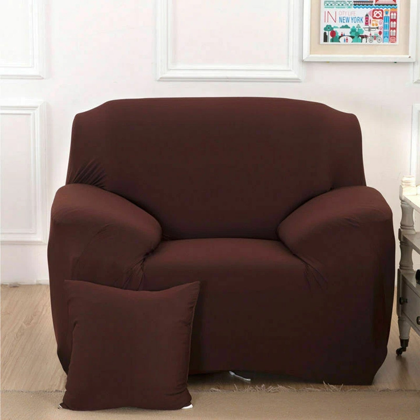 Stretch Sofa Slipcover Removable Couch Protector for 1 2 3 4 Seater - Coffee