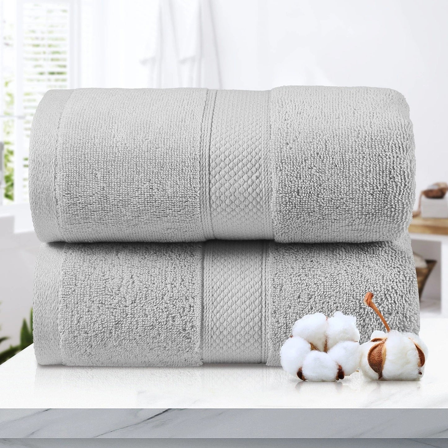 Silver Grey Cotton Jumbo Bath Sheets Extra Soft  650GSM 2 Pack