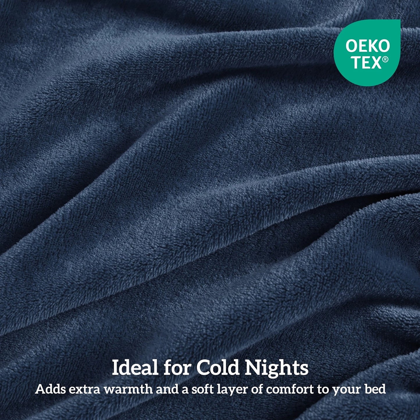 Navy Warm Flannelette Fitted Sheet and Pillowcase Set No Flat Sheet