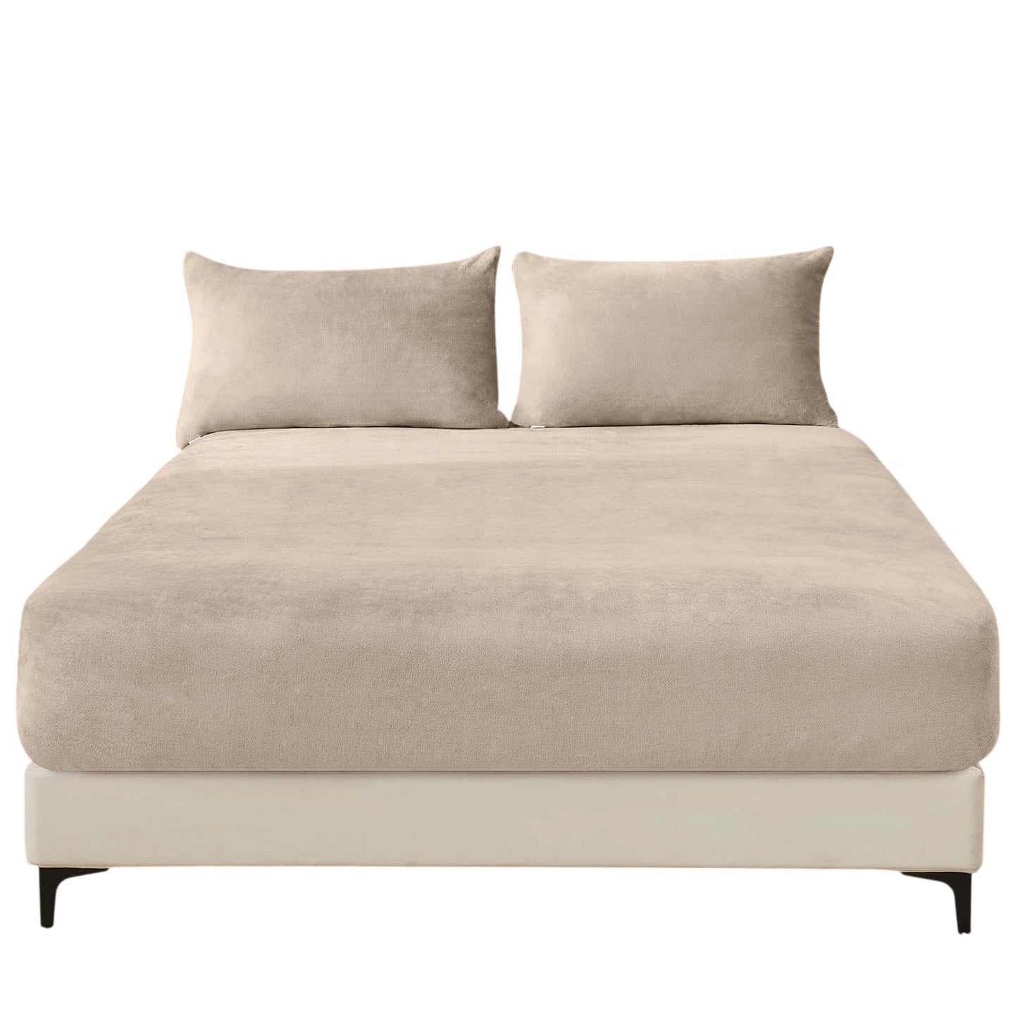 Warm Sand Warm Flannelette Fitted Sheet and Pillowcase Set No Flat Sheet