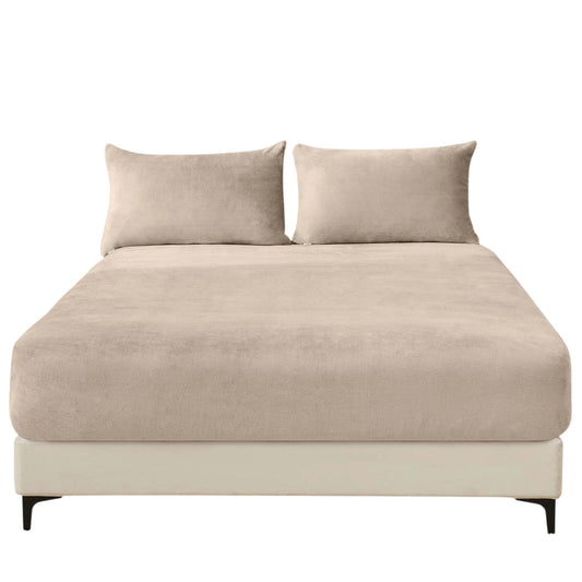 Warm Sand Warm Flannelette Fitted Sheet and Pillowcase Set No Flat Sheet