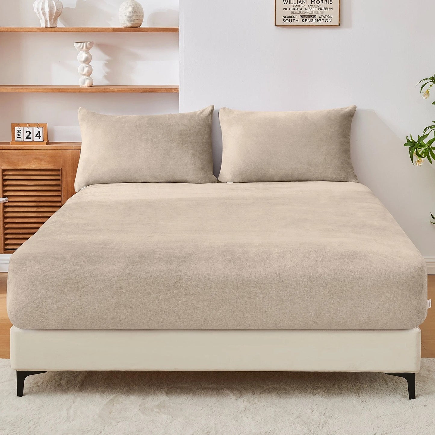Warm Sand Warm Flannelette Fitted Sheet and Pillowcase Set No Flat Sheet