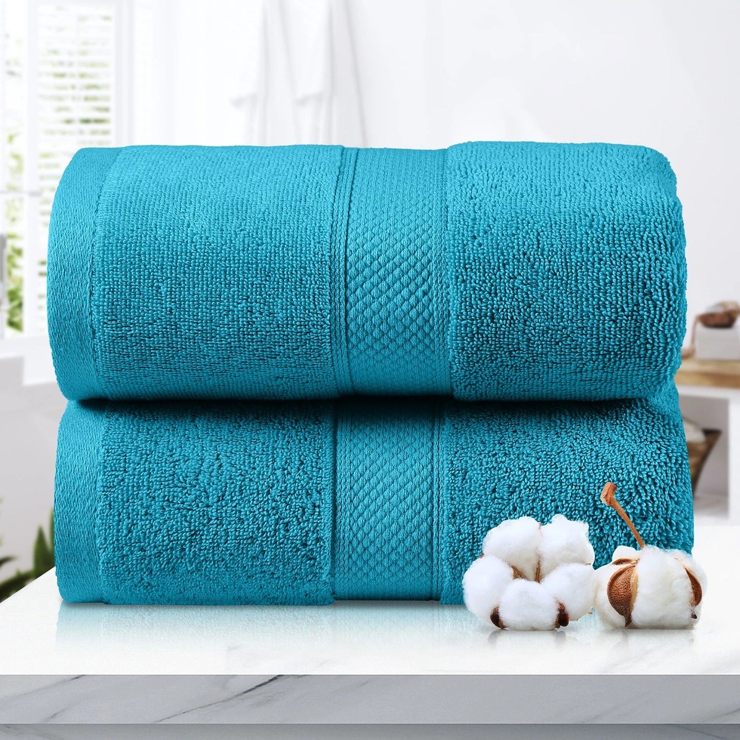 Teal Cotton Jumbo Bath Sheets Extra Soft  650GSM 2 Pack