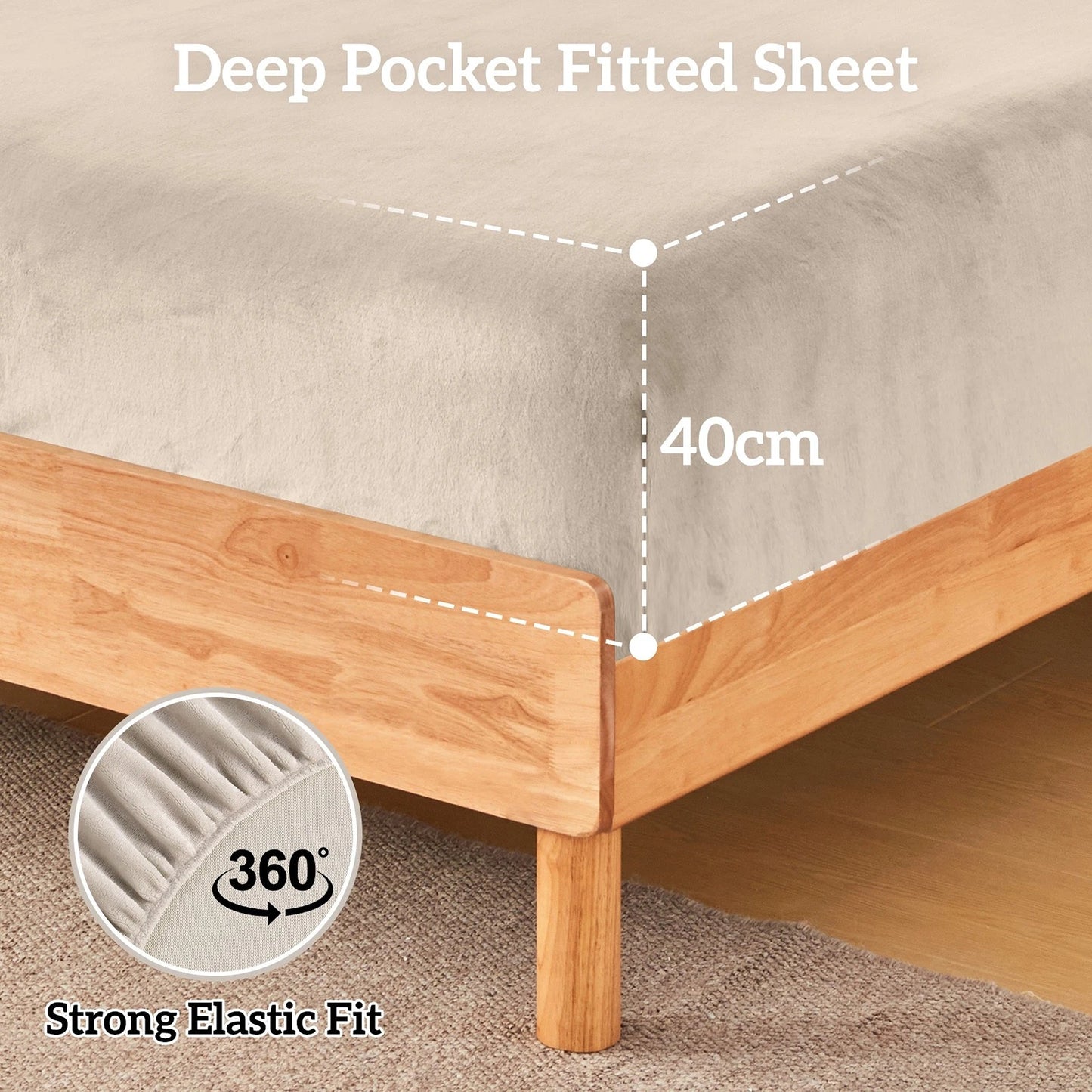 Warm Sand Warm Flannelette Fitted Sheet and Pillowcase Set No Flat Sheet