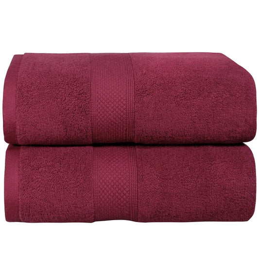 Burgundy Cotton Jumbo Bath Sheets Extra Soft  650GSM 2 Pack