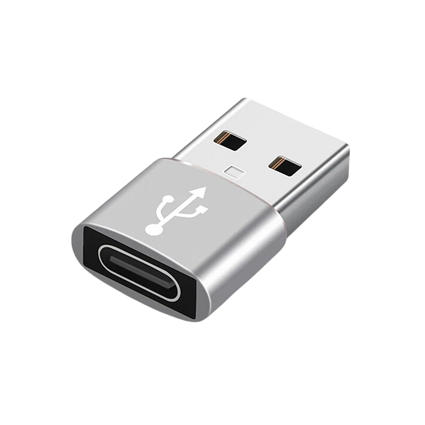 Silver USB Type A Male to USB C Female Charging Port Adapter Converter
