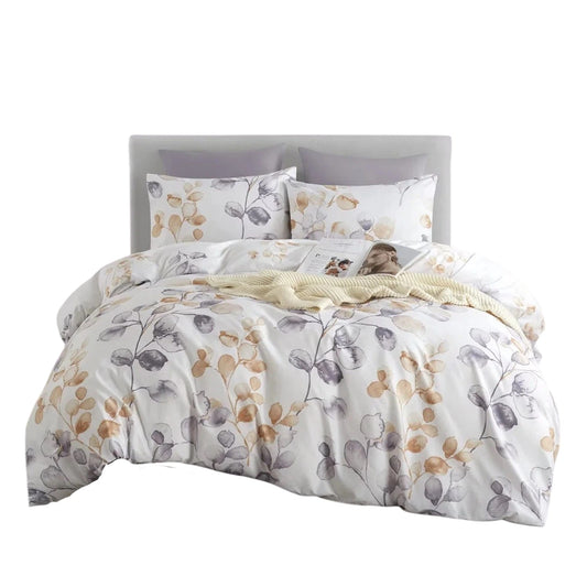 Ultra Soft Quilt Duvet Doona Cover Set with Pillowcase All Sizes - Leaves Print