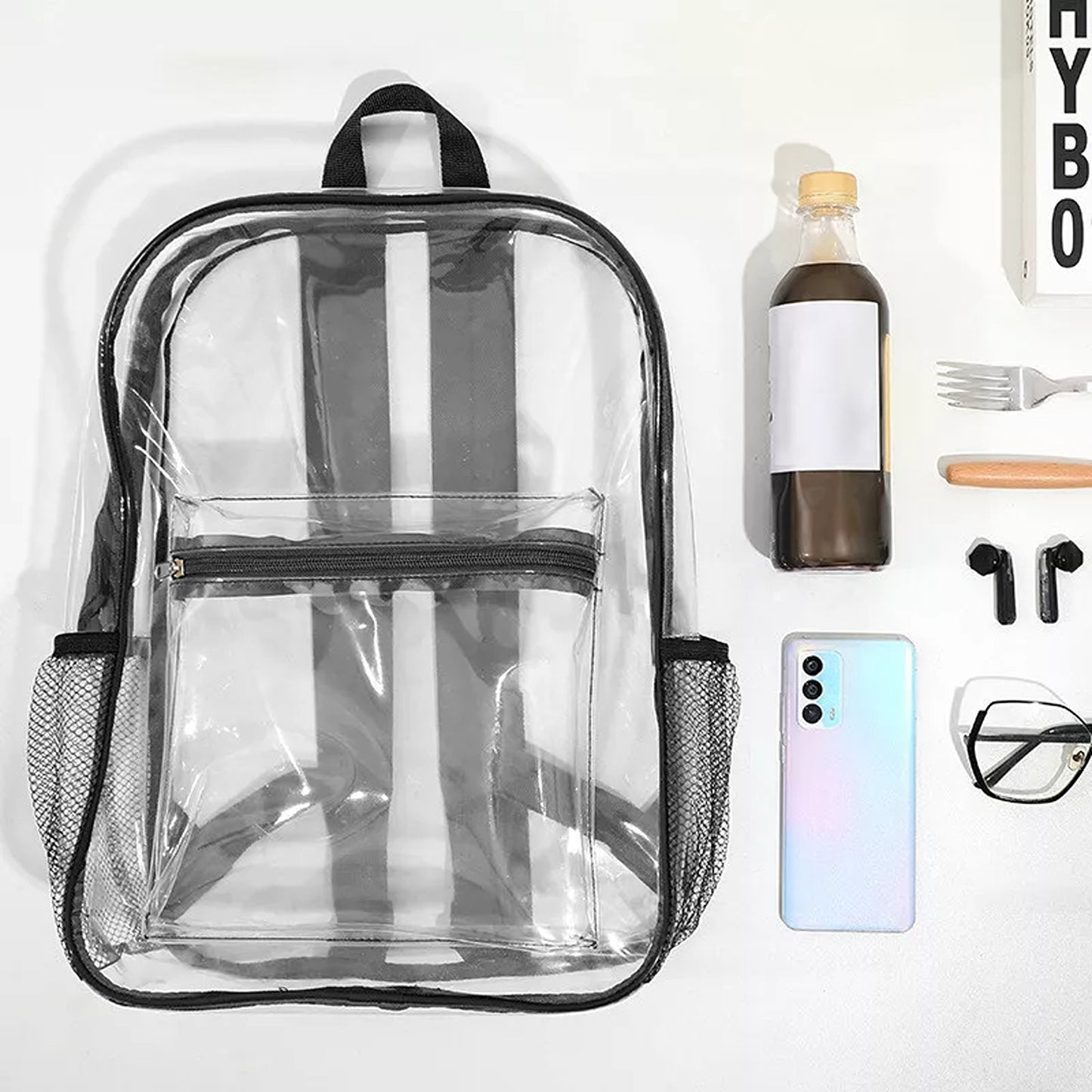 Transparent Clear Backpack PVC School and Travel Bag with Shoulder Straps