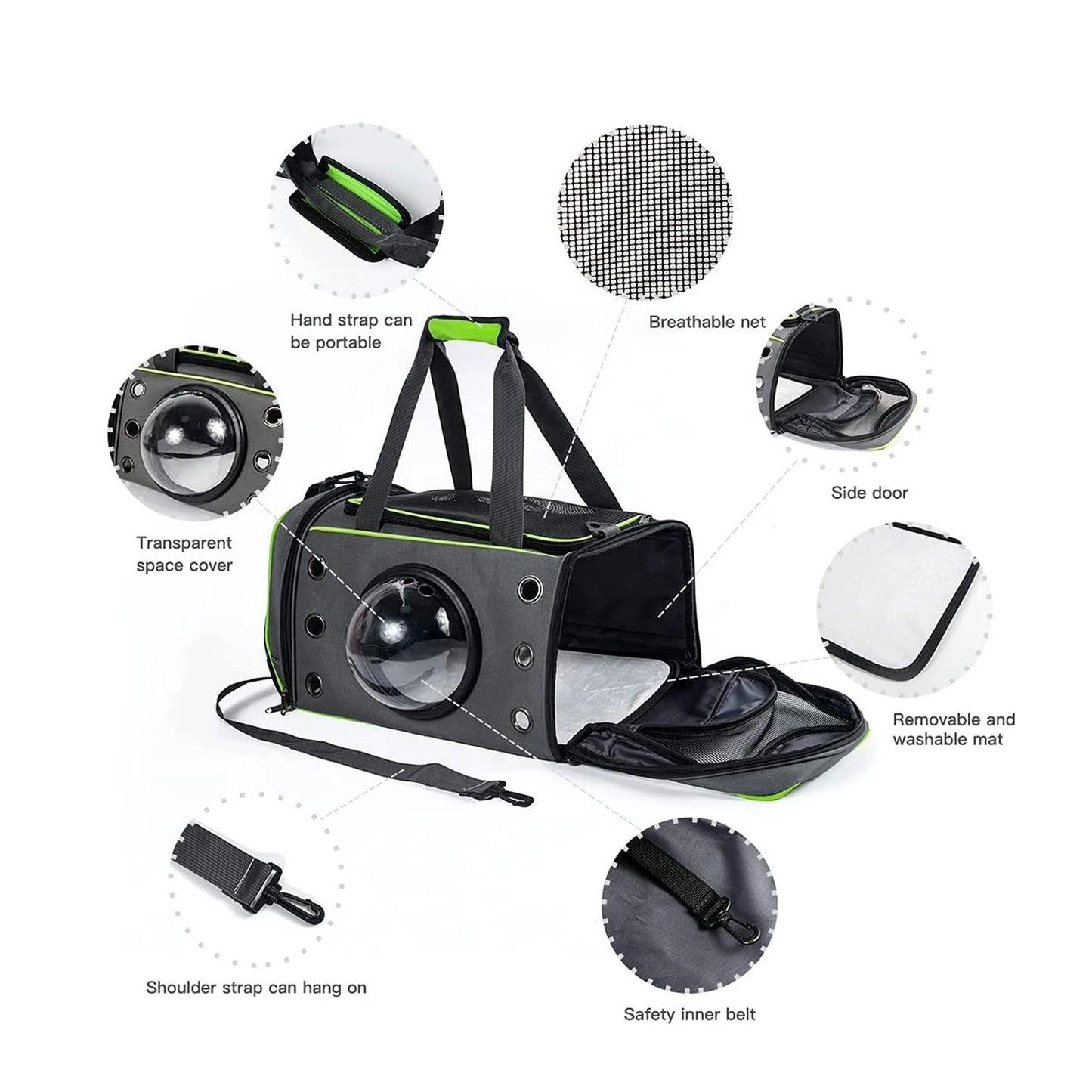 Cat and Dog Carrier Travel Bag with Breathable Mesh and Shoulder Strap