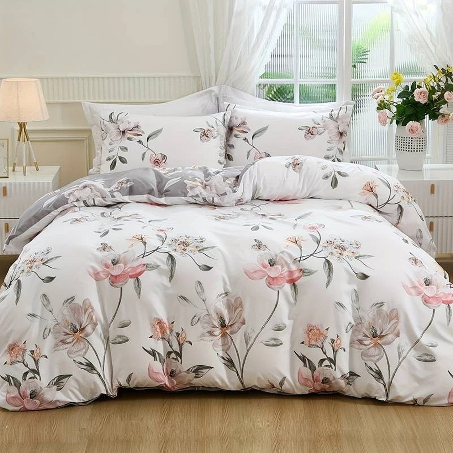 Floral Pattern Ultra Soft Bedding Set Duvet Doona Cover with Pillowcases