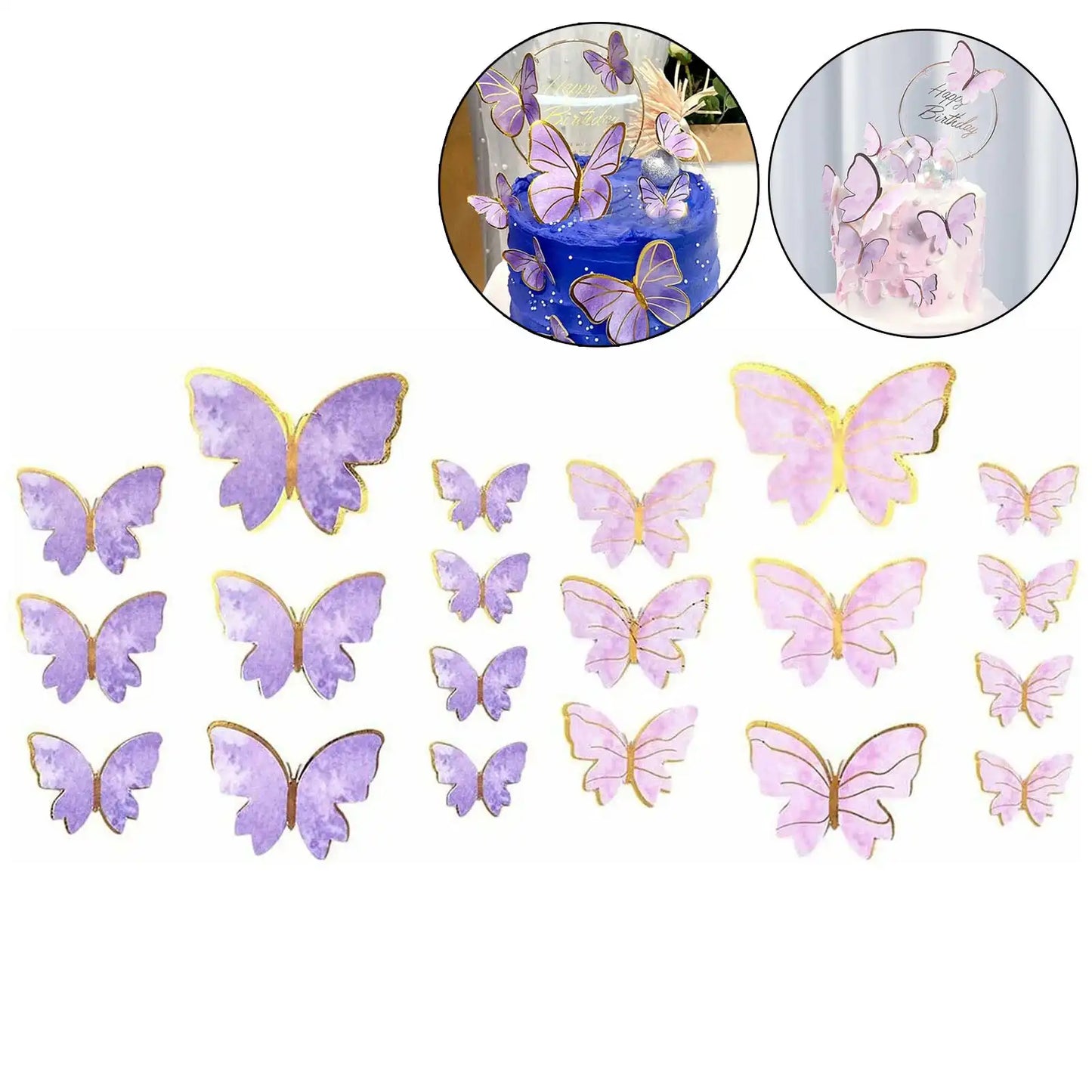 Butterfly Paper Topper Cake Happy Birthday Theme Festival Decoration DIY - 20x