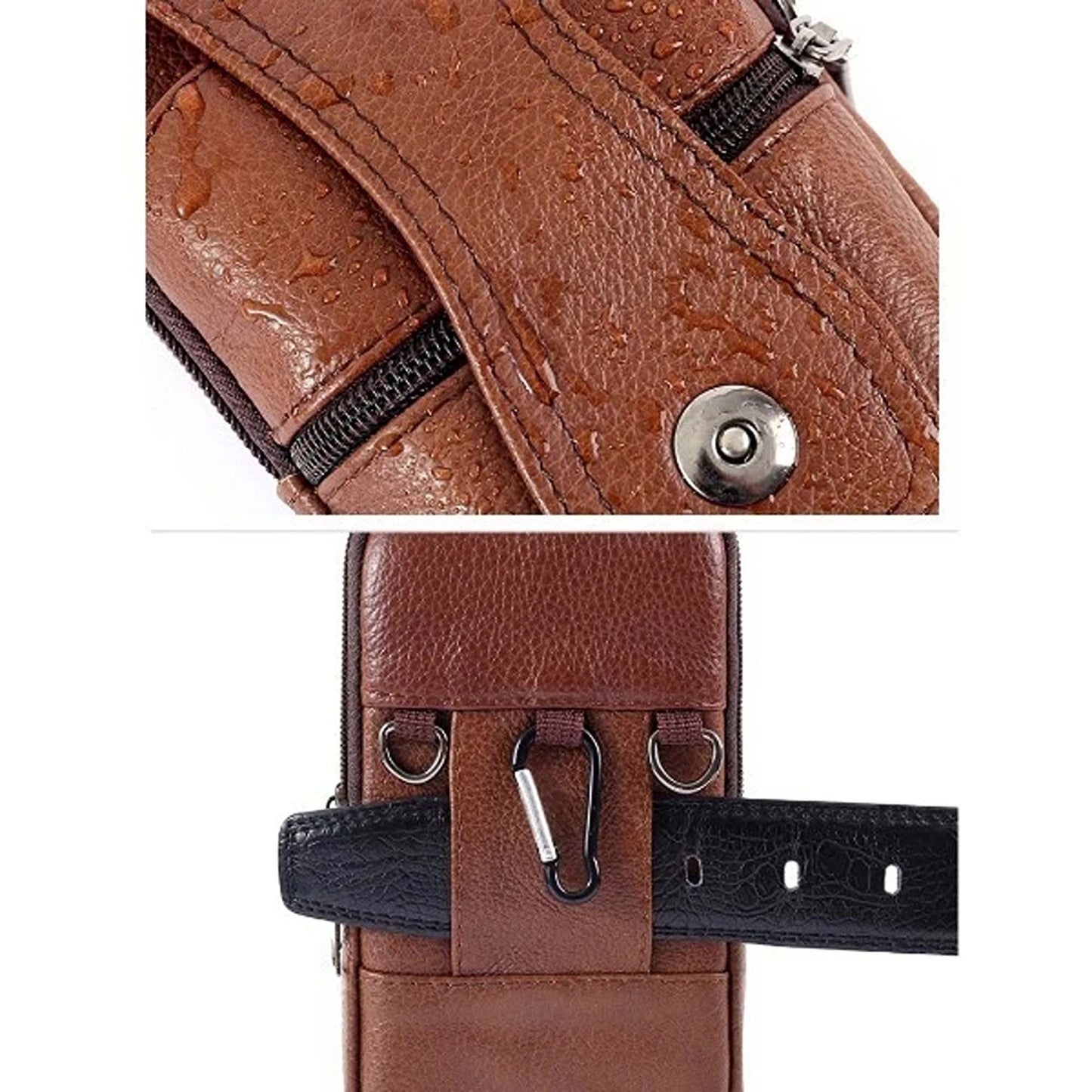 Deep Coffee Leather Mobile Phone Holster Belt Pouch for Men
