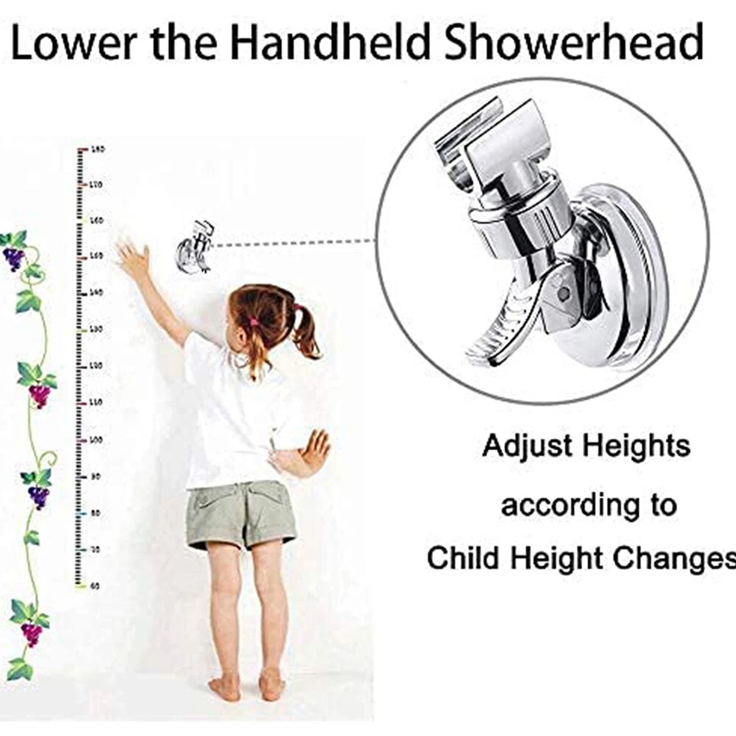 Adjustable Shower Head Holder Wall Mount Suction Bracket
