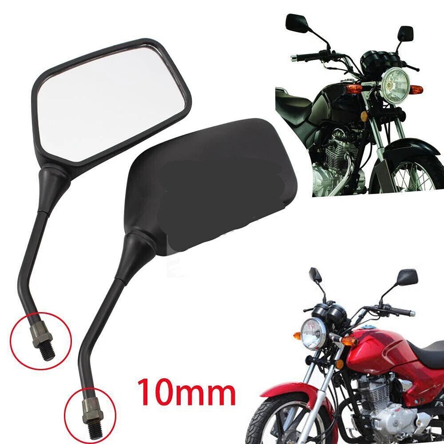 1 Pair Motorcycle Rearview Mirrors for Honda Suzuki Kawasaki