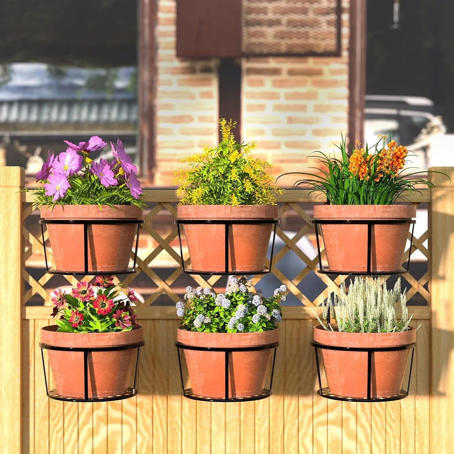 Hanging Metal Flower Holder Shelf Stand Basket Garden Storage 6x