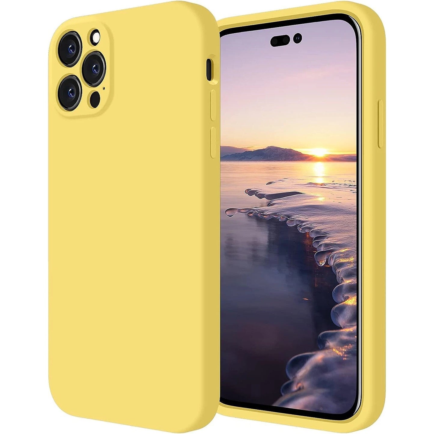 Yellow Silicone Protective Case for iPhone 14 13 12 11
