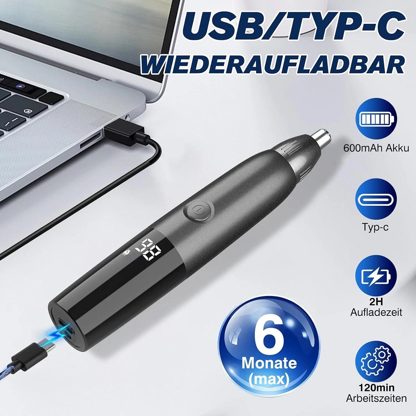 Rechargeable Nose and Ear Hair Trimmer for Men Portable Grooming Tool