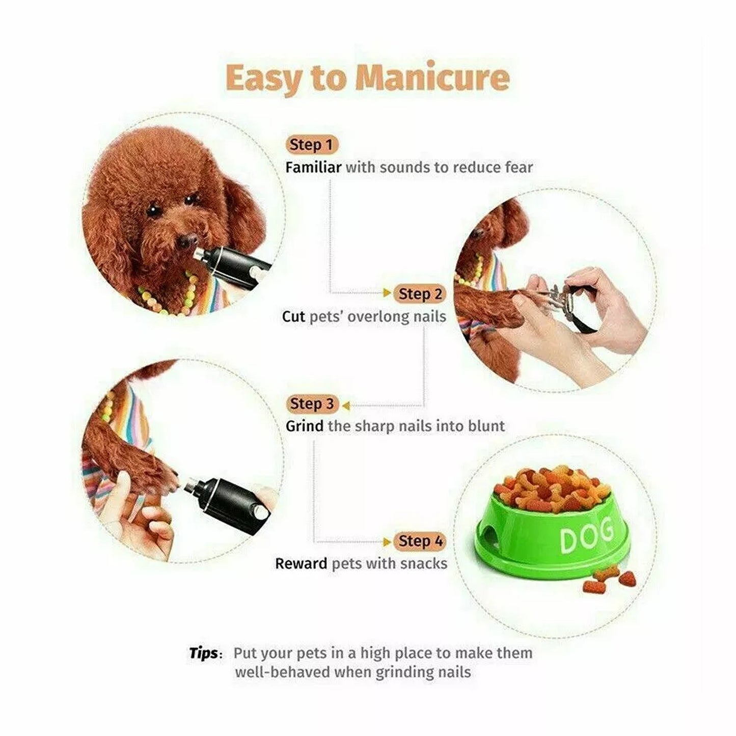 Electric Pet Nail Grinder for Dogs and Cats Claw Trimmer Grooming Tool