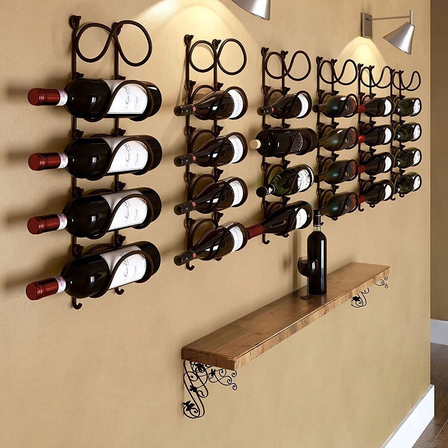 Wall Mounted Bathroom Shelf with Towel and Wine Holder