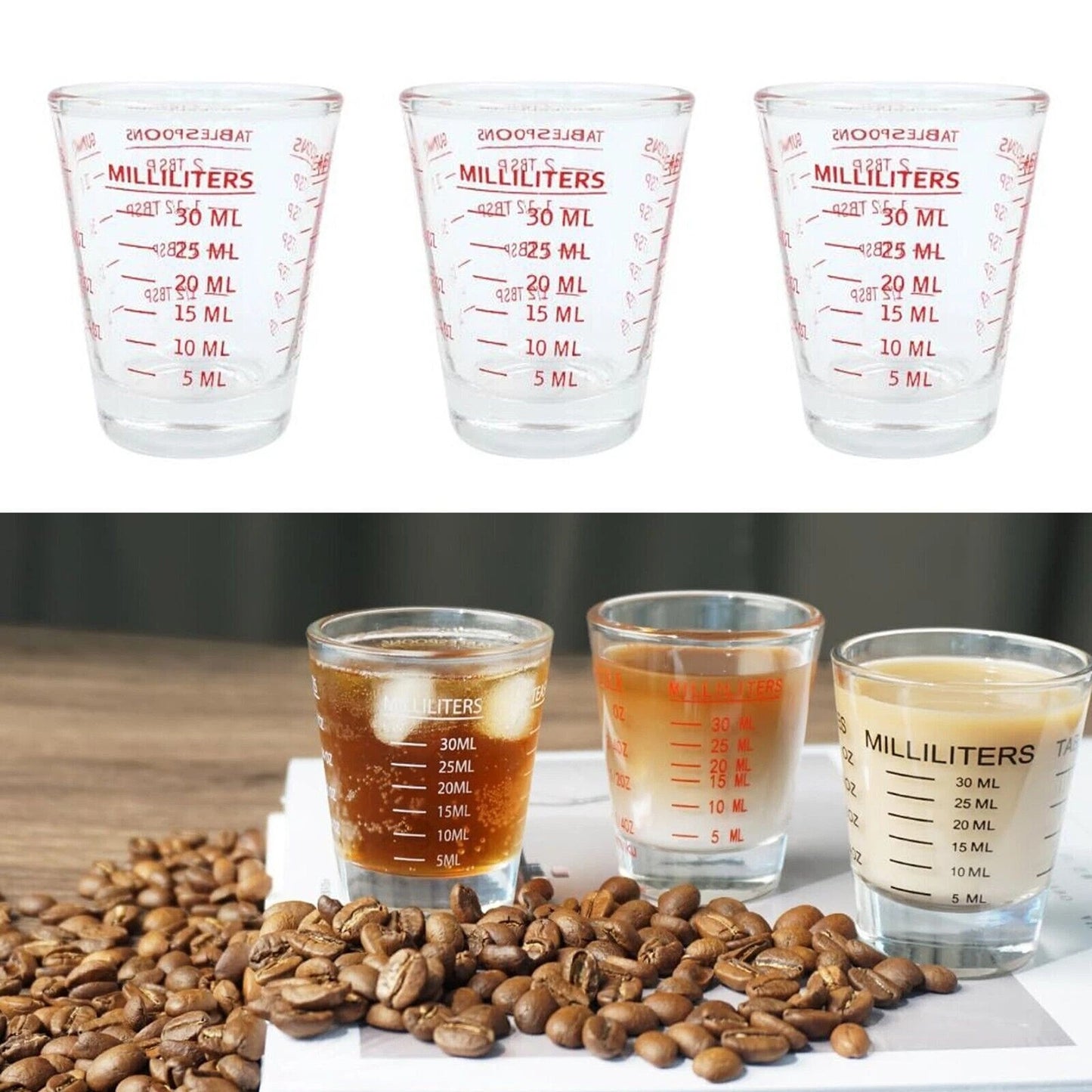 Espresso and Cocktail Measuring Cup Set 30ml - 6pcs