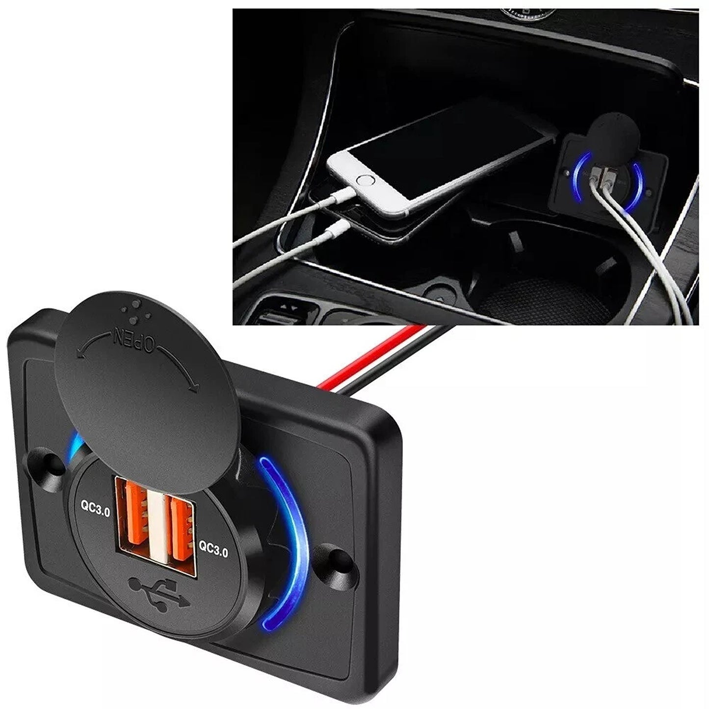 Dual USB Car Charger Socket Power Outlet 12V 24V 3.1A