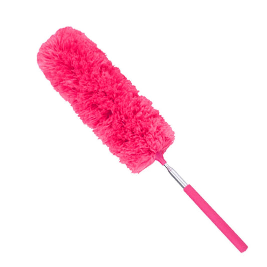 Hot Pink Adjustable Microfiber Dust Brush Telescopic Duster For Home And Car