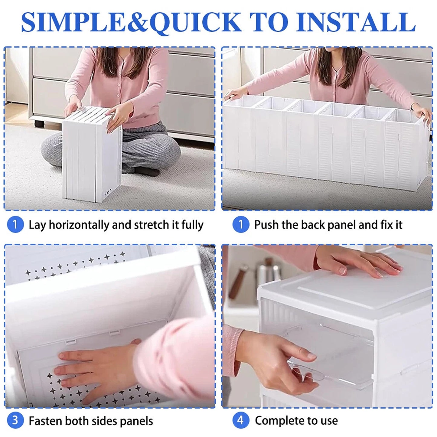 6 Tier Foldable Plastic Shoe Rack Organizer Stackable Closet Storage Shelf
