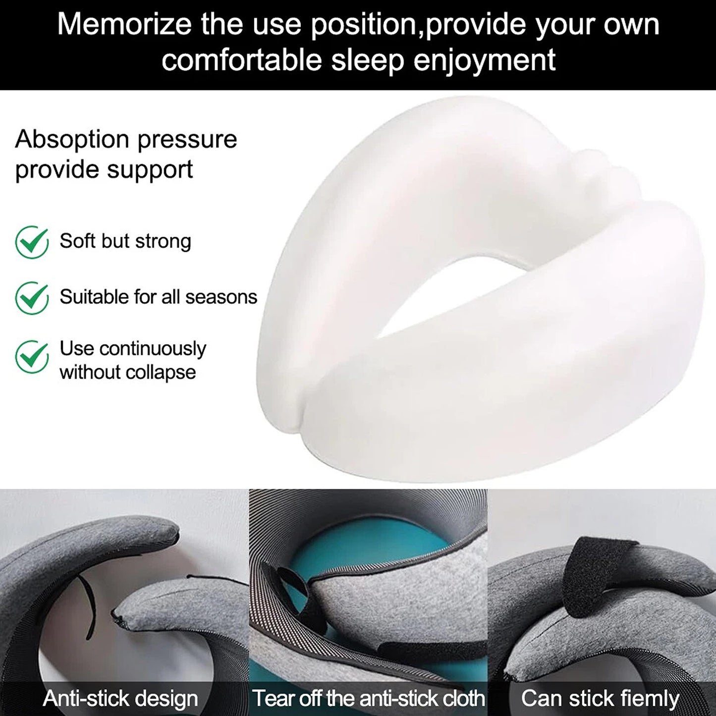 Travel Neck Pillow Memory Foam Portable Soft U Shaped Neck Head Support