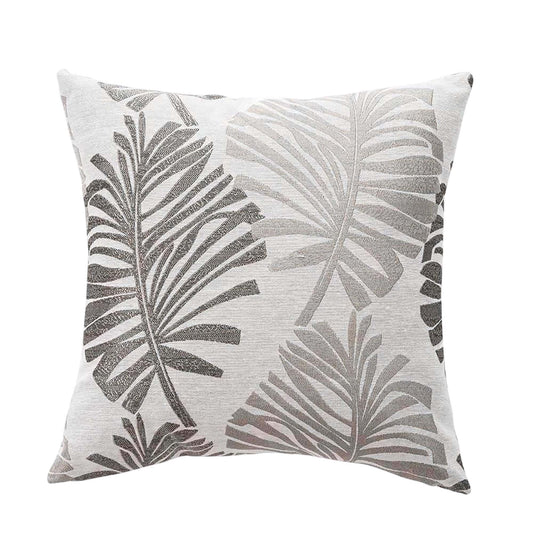 Grey 2PCS Tropical Palm Cushion Covers Jacquard Cotton Pillow Covers