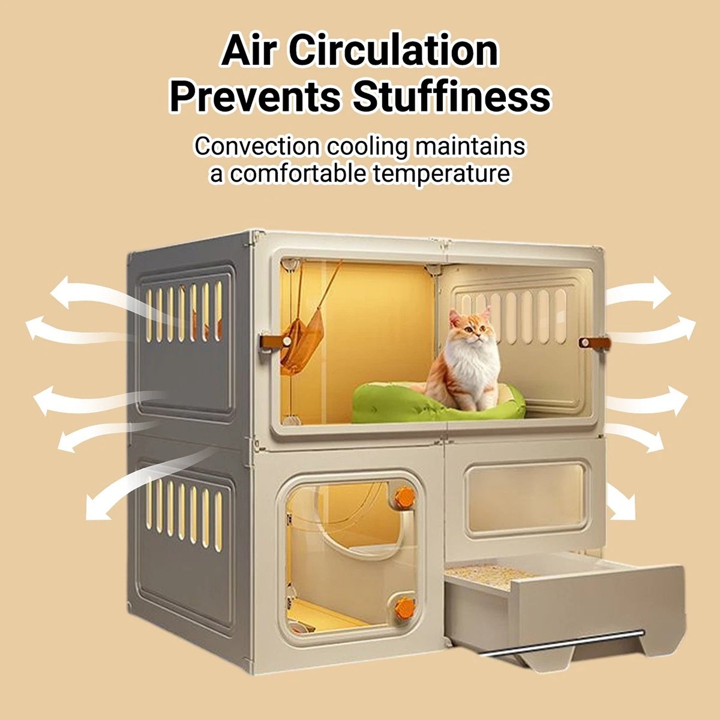 Indoor Cat House Furniture with Litter Compartment