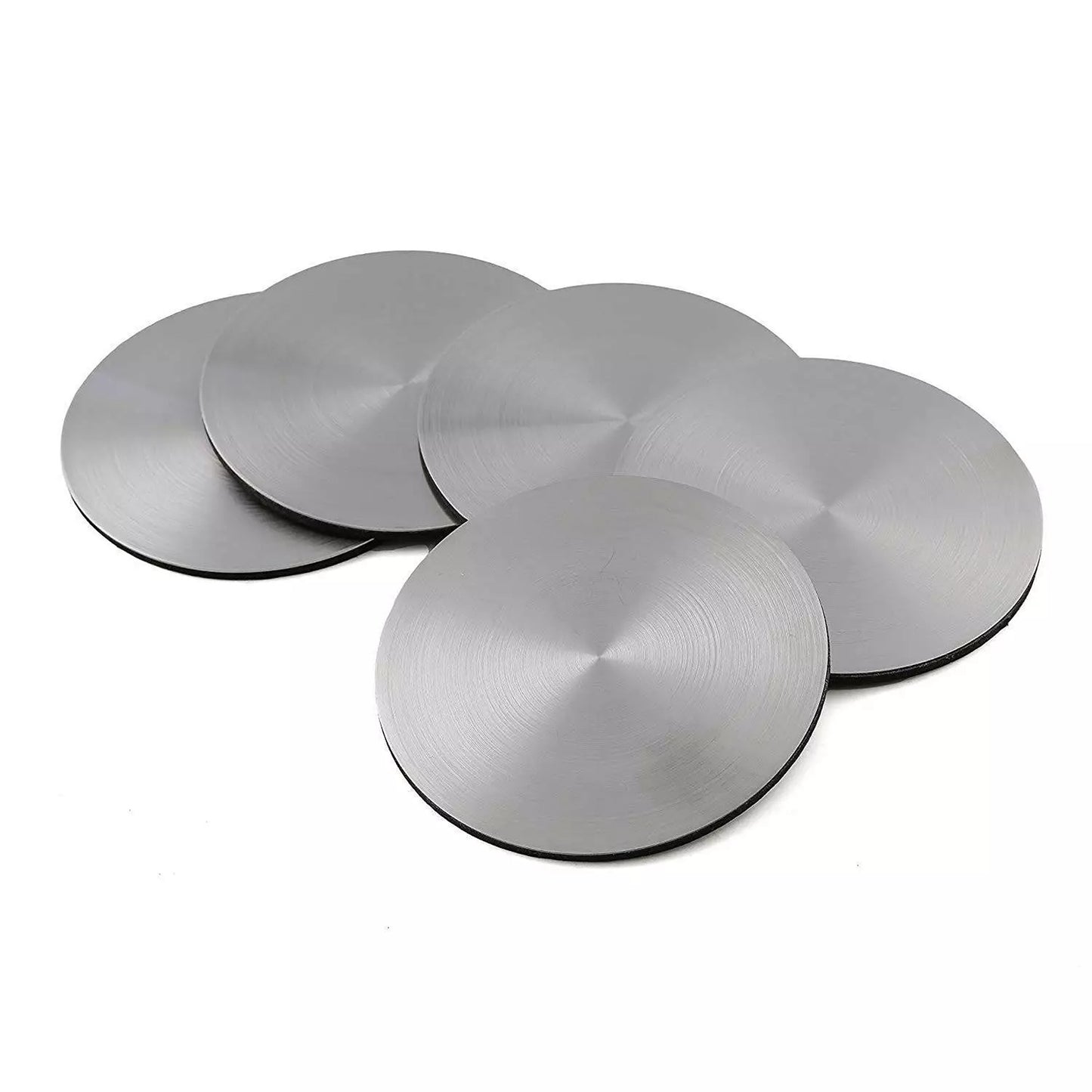 Set of 6 Stainless Steel Coasters Round Modern Drink Holders