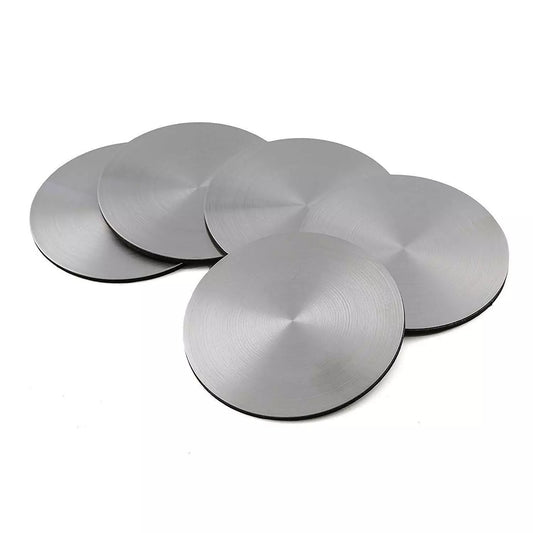 Set of 6 Stainless Steel Coasters Round Modern Drink Holders