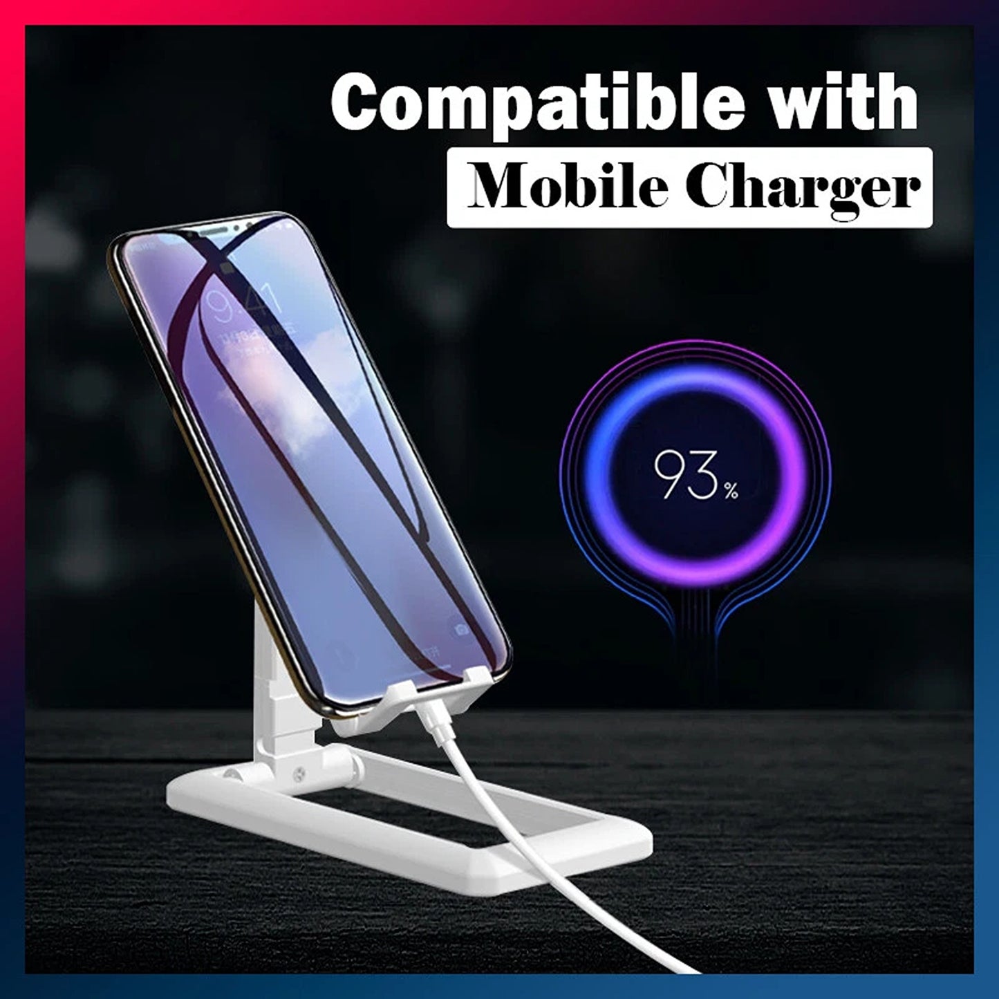 Adjustable Phone and Tablet Holder Foldable Desk Mount for iPhone